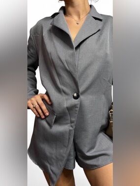 ASOS Light Gray Blazer ROMPER shorts